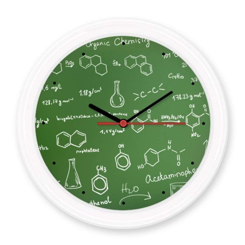 Organic Chemistry Experimental Molecular Atomic Structure Illustration Silent Non-ticking Round Wall Decorative Clock Battery-operated Clocks Gift Home Decal