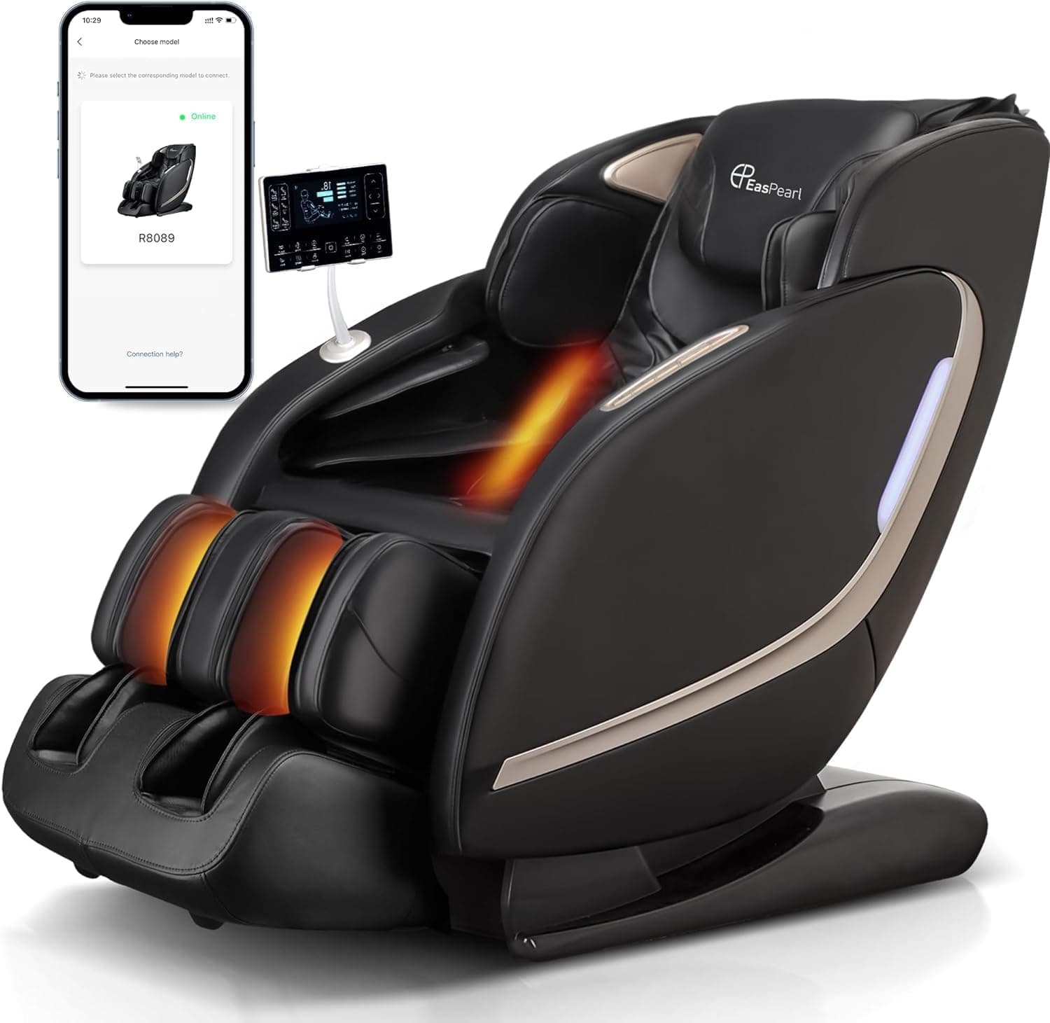 EASPEARL APP Control Massage Chair,4D Massage Chairs Zero Gravity Full Body with Auto Leg Extension,Back Waist Calf Heat,Body Leg Scan,SL Track,Yoga Stretch,Shiatsu Massage Recliner (Black)