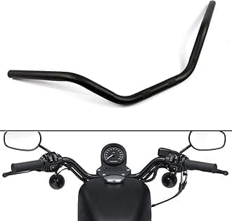 Motorcycle Hanger 1 inch 25mm Ace Cafe Racer Clubman Handlebar Handle bars handlebars Bar compatible with Harley Sportster XL883 XL1200(Black Medium)