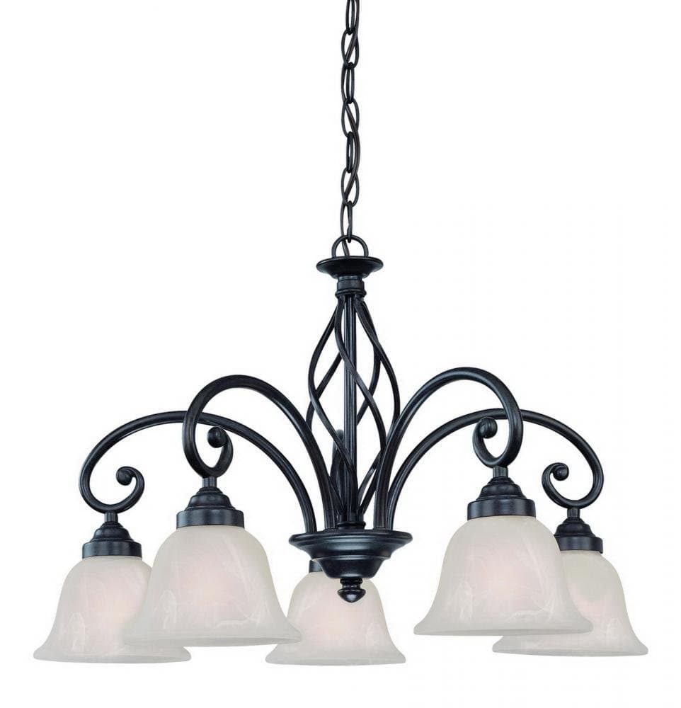 Dolan Designs 185-34 5Lt Olde World Iron Wicker Park 5 Light Chandelier, Bronze/Dark