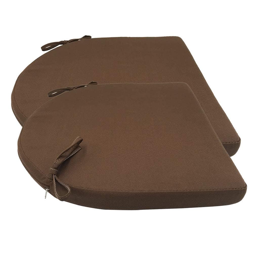 Sigmat Indoor/Outdoor Solid Wicker Seat Cushions U Shape Cushion 19 in. L X 19 in. W X 2 in. D, Coffee 2PCS/Set