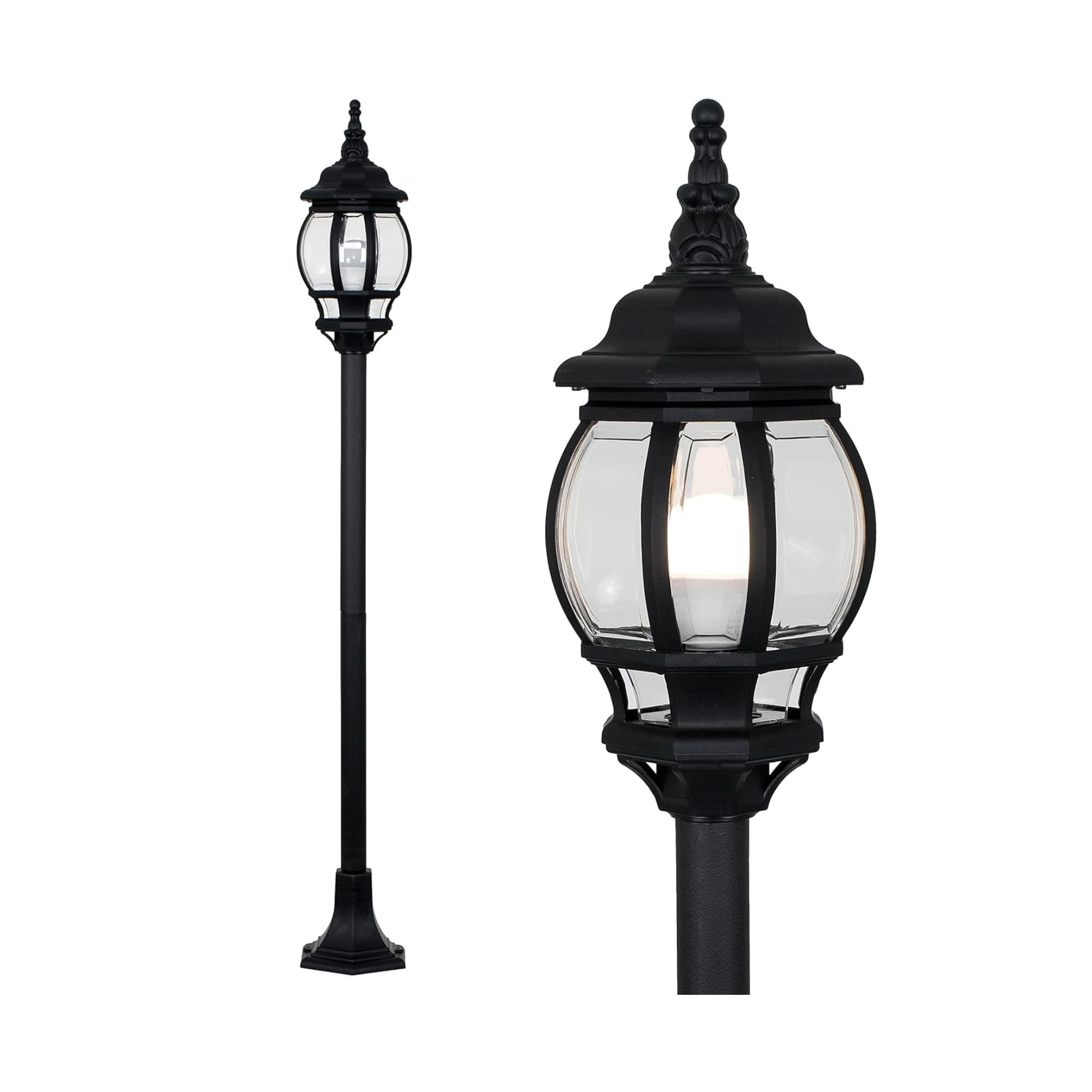 MiniSun | Modern Black Bollard Lamp Post Light | Post Lights, Home Décor & Improvement Essential | Mains Wired