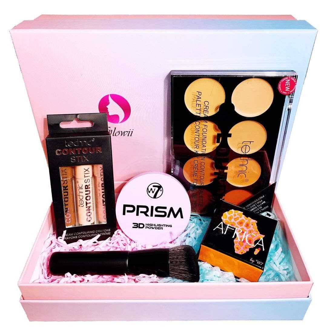 Beauty Box/Makeup Gift Set: Technic Contour Palette + Technic Contour Stix + Prism 3D Highlighter + Africa Bronzer Blusher + Face Contour Brush