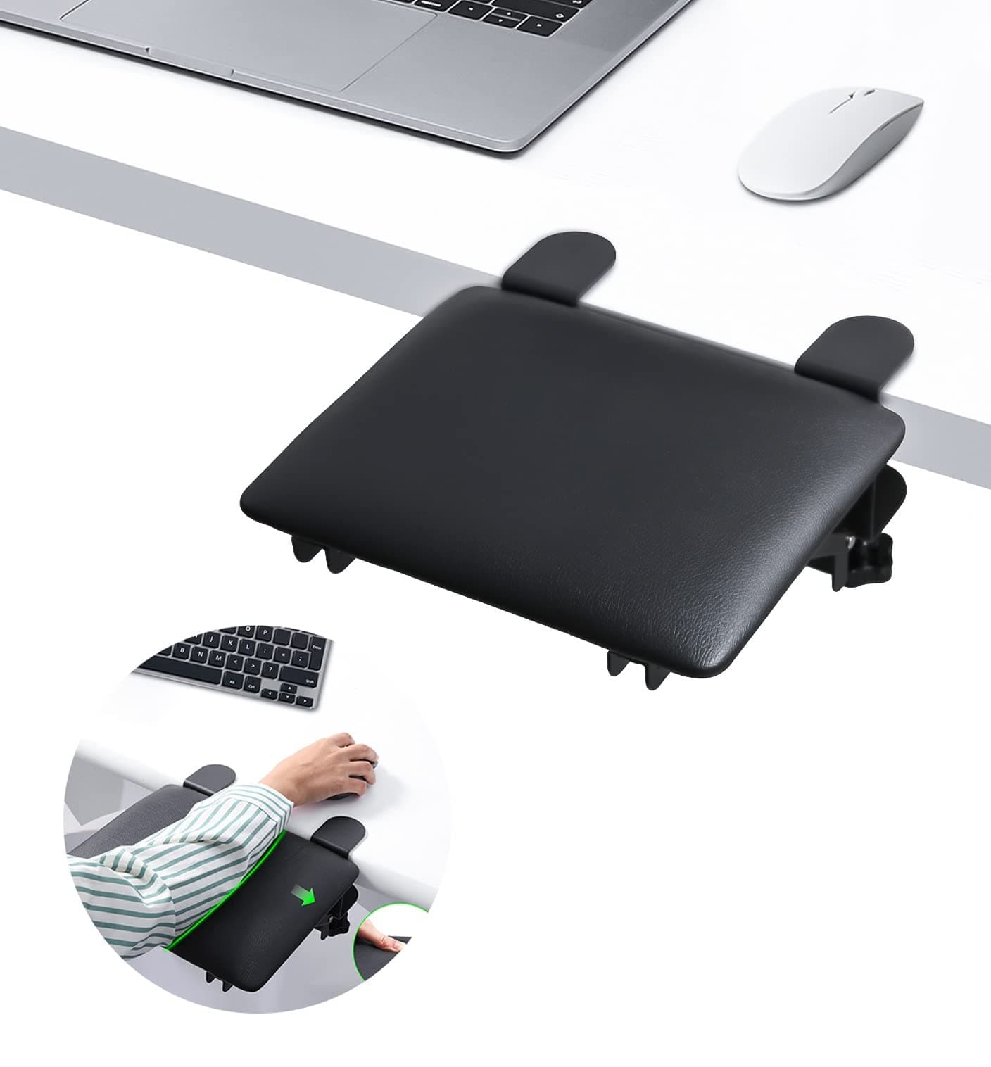Foldable Desk Extender Tray, Arm Rest for Desk, Ergonomic Forearm Leather Soft Armrest Support, Wrist & Elbow Pad for Home and Office, Easy Typing & Pain Relief