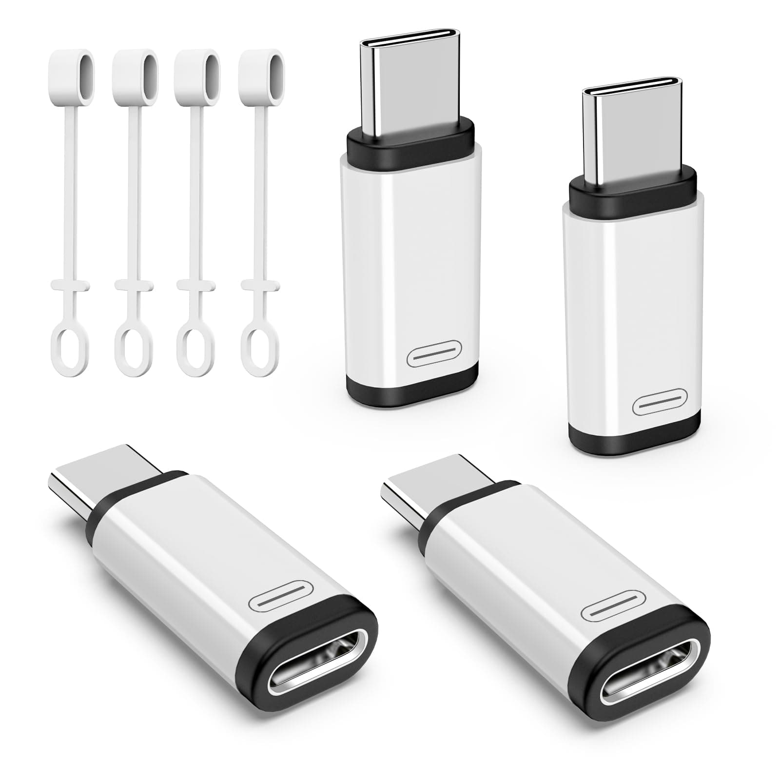 TiMOVO for Lightning to USB C Adapter, 4 Pack USB C Male to Lighting Female Adaptrer with 36W Fast Charging & Data Sync for iPhone 15/16 Pro/Pro Max/Plus, Galaxy S24/23, iPad, NOT for Audio/OTG, White
