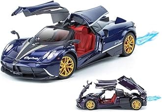 Magicwand 1:24 Scale Die-Cast Metal Paganii Huayra Car【Box Packed】 with 4 Openable Doors,Pull Back,Working Lights,Movable Front Wheels,Working Horn & Smoke【Colors as Per Stock】【Pack of 1】