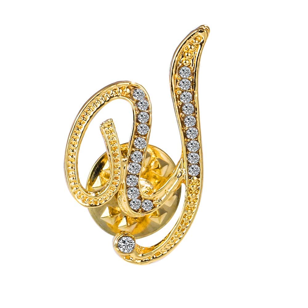 Initial Letter Brooch Pin Small Lapel Pin Tie Tack Name Personalized Gifts for Women Men Gold A-Z