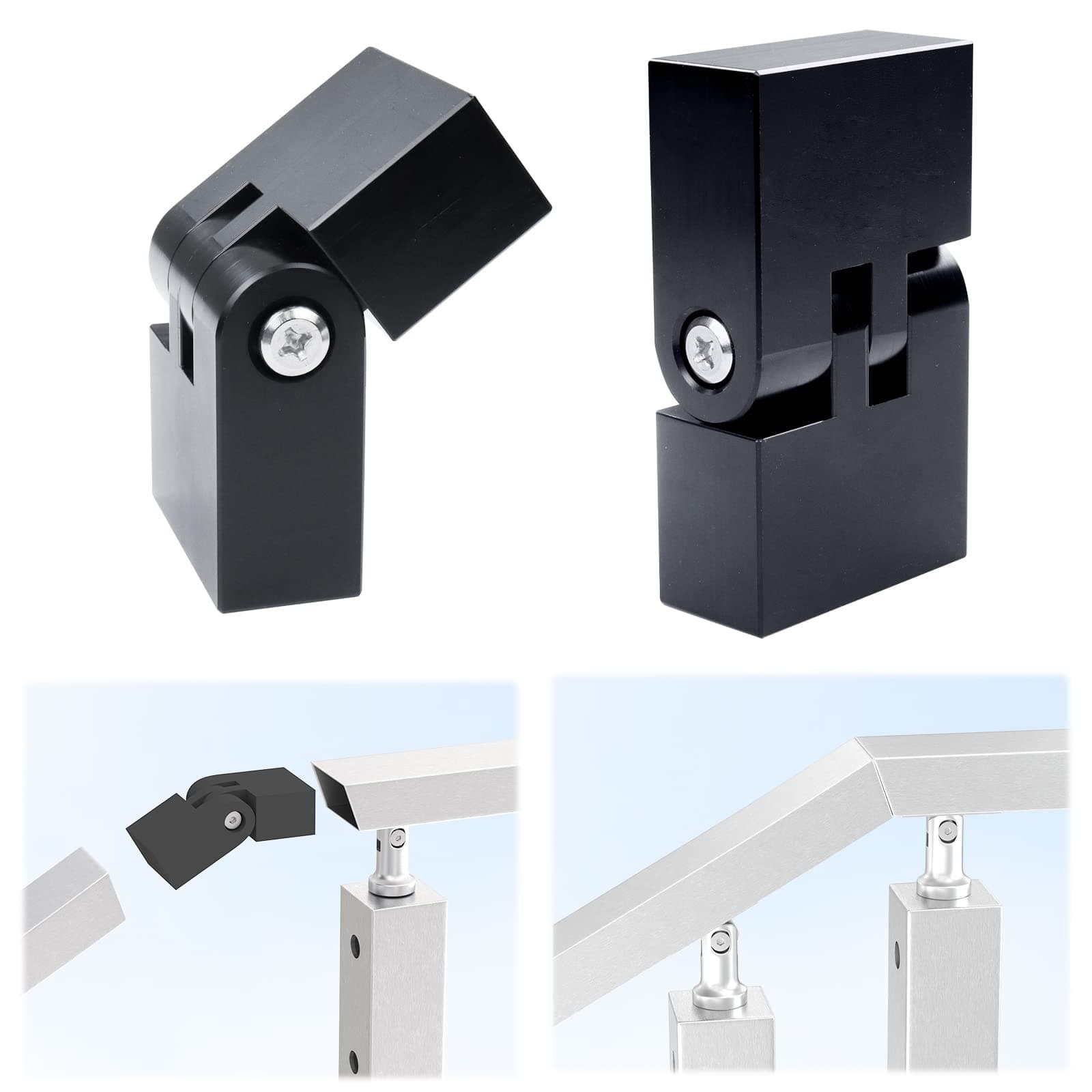 HT10 HL10 HT14 Flat Handrail Accessories - 2Pack Vertical Pivot Connector High Strength POM Handrail Fittings, HA23 BNP