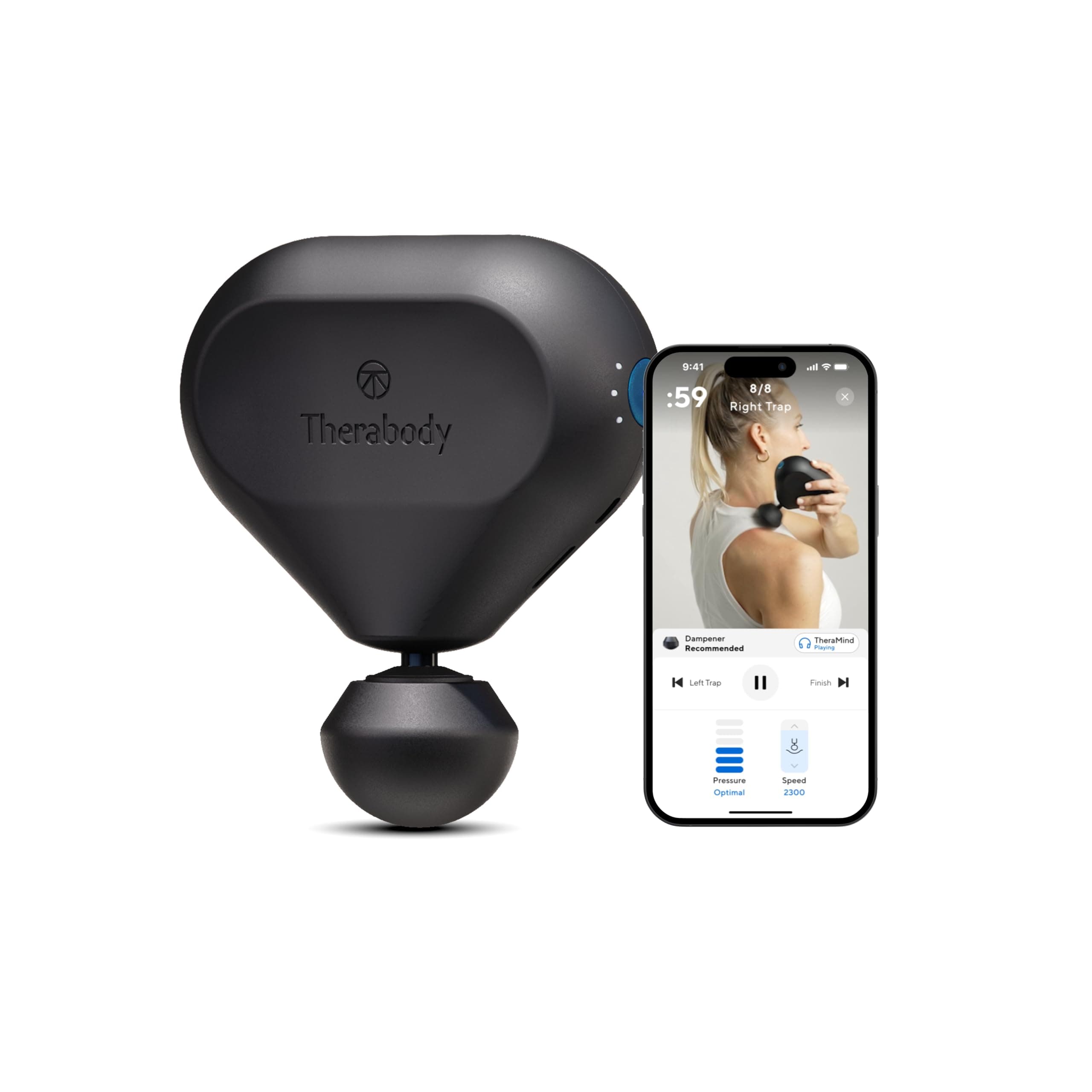 Therabody Mini (2nd Generation) - Handheld Deep Tissue Percussion Massage Gun & Compact Personal Massager for On-The-Go, Portable Muscle Pain Relief in Neck, Back, Leg, Hand,Shoulder (Black)