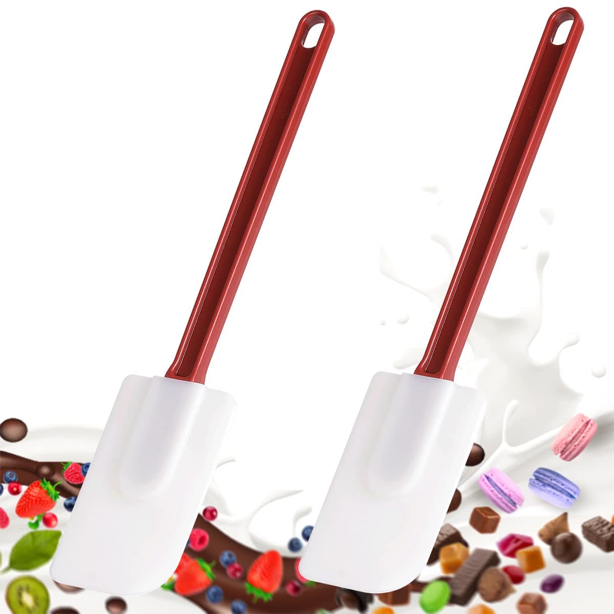Flexible Rubber Spatulas, Silicone Spatula Set, Soft Rubber Spatula Scraper 9.5 Inches, Commercial Spatula, Silicone Scraper Spatula,Spatulas Set Resistant to 500℉ (2 Scrapers 9.5")