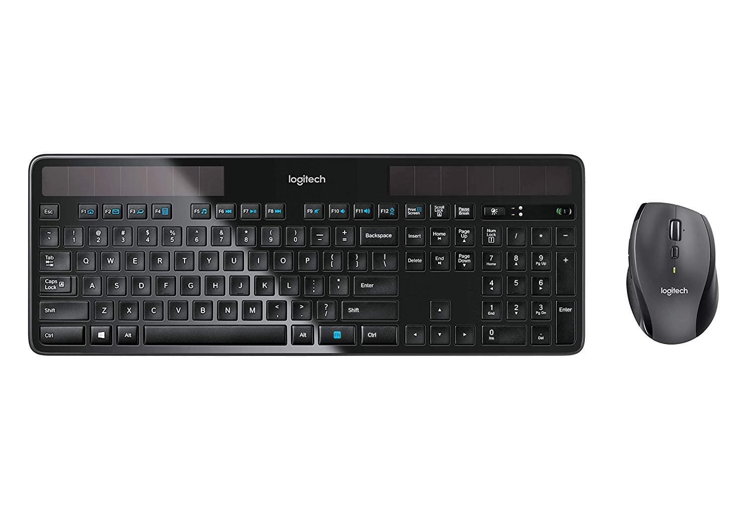 K750 Wireless Solar Keyboard Black for Windows Solar Recharging Keyboard (with Mouse)