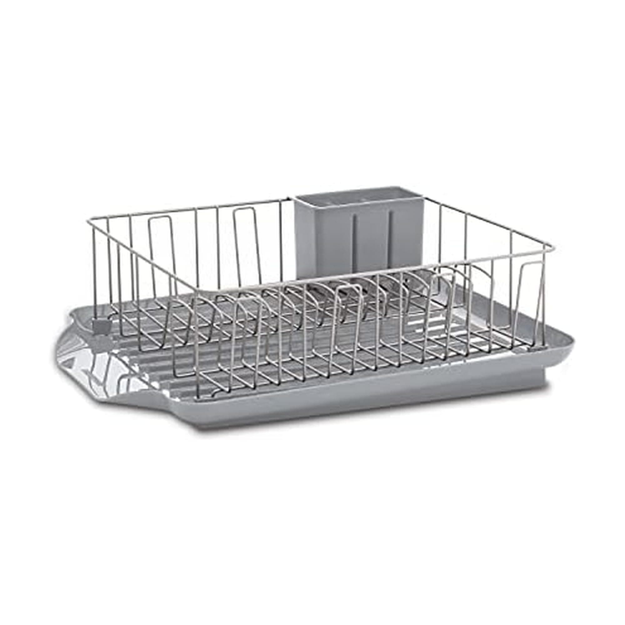 Farberware Classic 3-Piece Dish Drying Rack Set for Kitchen Counter, Gray - Rust-Resistant Wires, Self-Draining Board, Flatware Caddy, Non-Slip Feet