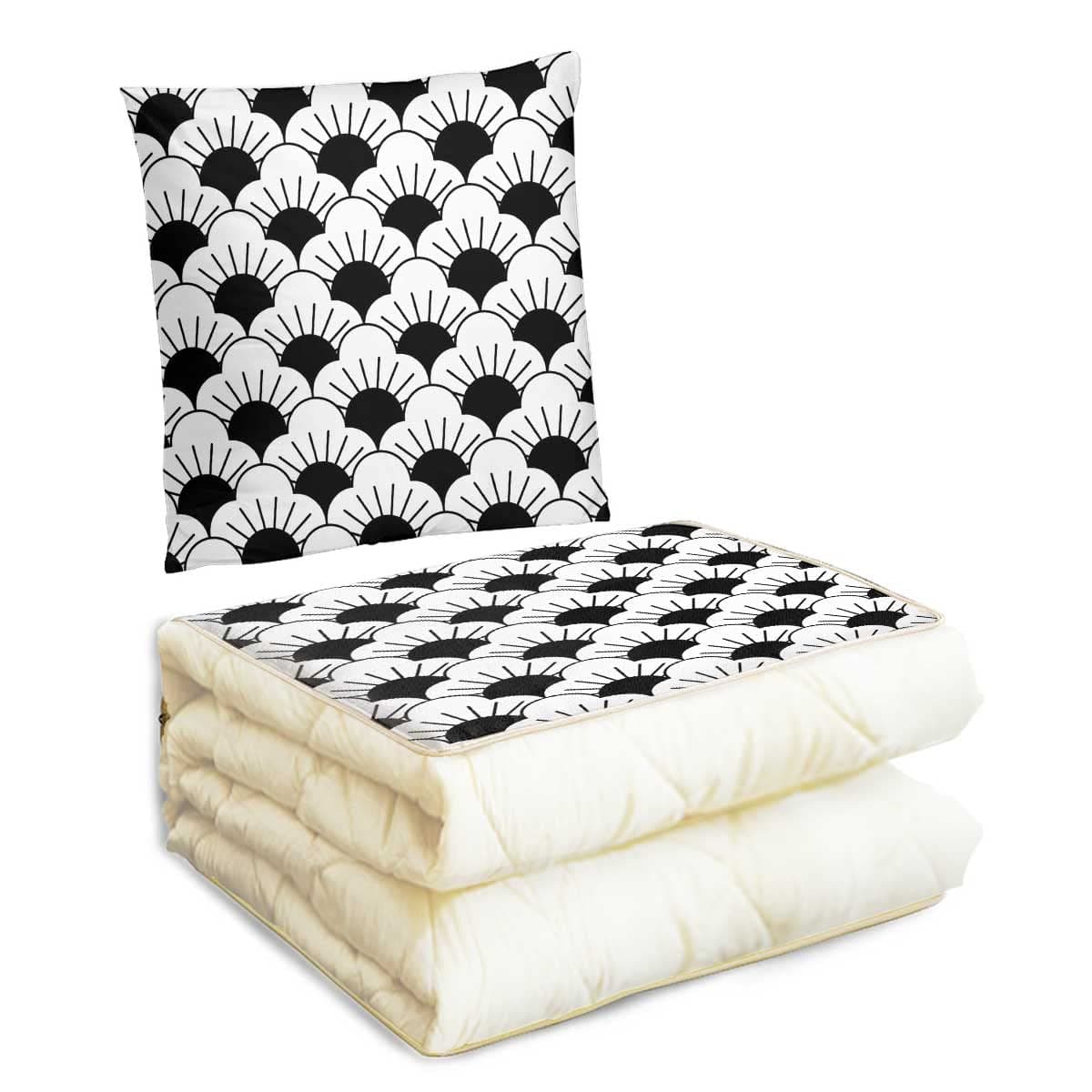 2 in 1 Foldable Throw Pillows Black and White Airplane Travel Essentials Family Travel Necessities 16" X 16"