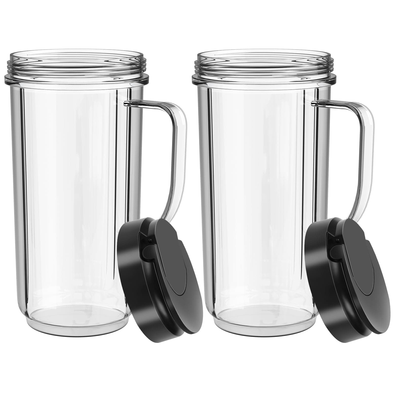 2 Pack Magic Bullet Blender Cups Tall 22oz Cup with Flip Top To-Go Lid Replacement Part Cup Mug with Handle Compatible with 250w MB1001 Magic Bullet Mugs & Cups Blender Milk Juicer Mixer Accessories