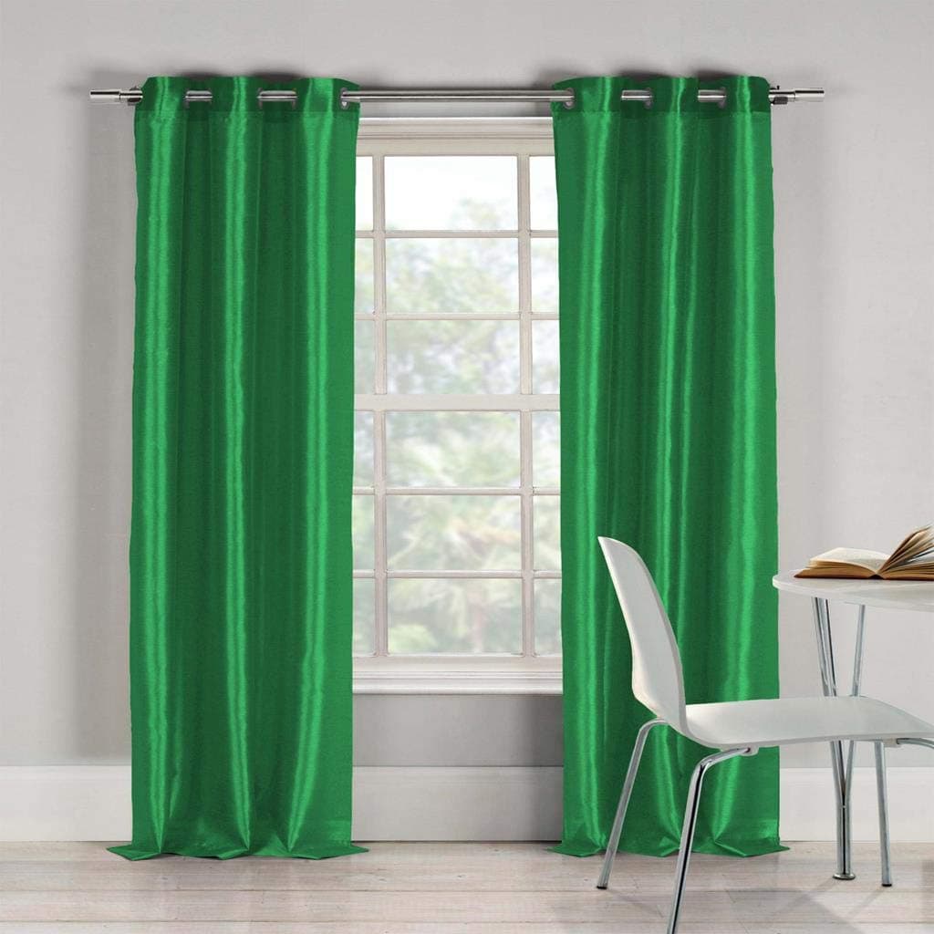 Duck River Textiles - Bali Solid Faux Silk Grommet Top Window Curtains for Living Room & Bedroom - Assorted Colors - Set of 2 Panels (38 X 84 Inch - Emerald)