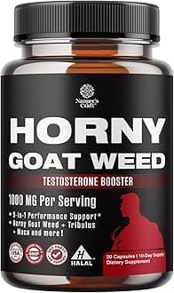 Horny Goat Weed for Male Enhancement - Extra Strength Horny Goat Weed for Men 1000mg per serving Complex with Tongkat Ali Saw Palmetto Extract Panax Ginseng and Black Maca Root for Stamina & Energy