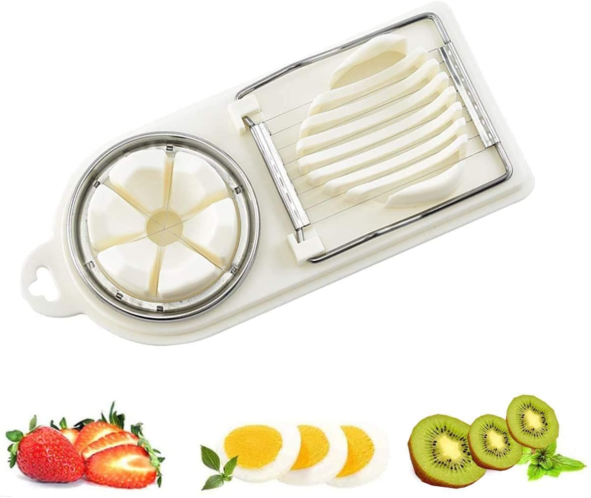 Alexvyan Egg Slicer, Egg Cutter, Egg Slicer for Hard Boiled Eggs Quickly and Effectively, 2 in 1 Stainless Steel Egg Slicer