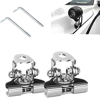 2 Pack Car LED Grille Light Bracket, Pillar Vehicle Hood Spotlight Holder, Universal Adjustable Fixing Accessories, Waterproof Durable Auxiliary Clamp Holder for Most Car Models (Silver)
