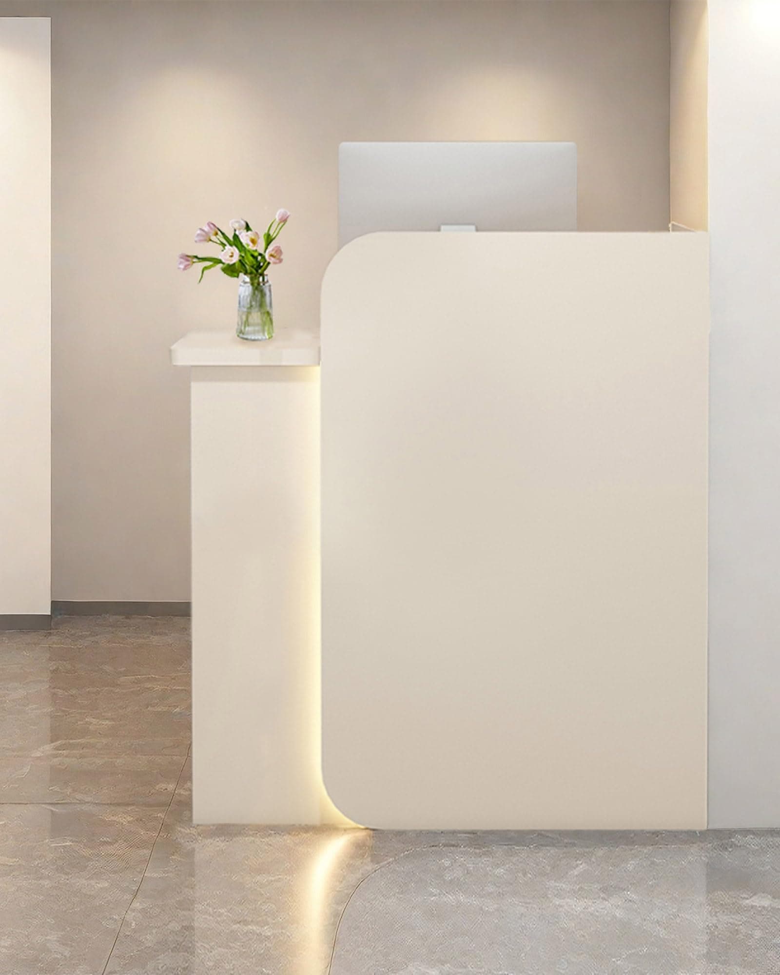 Reception Desk Office Checkout Counter, Modern Front Desk Reception Counter Desk with Lockable Drawer Simple Retail Counter for Retail, Lobby, Beauty Salon Clothing Store(Warm,32" Lx18 Wx39 H)