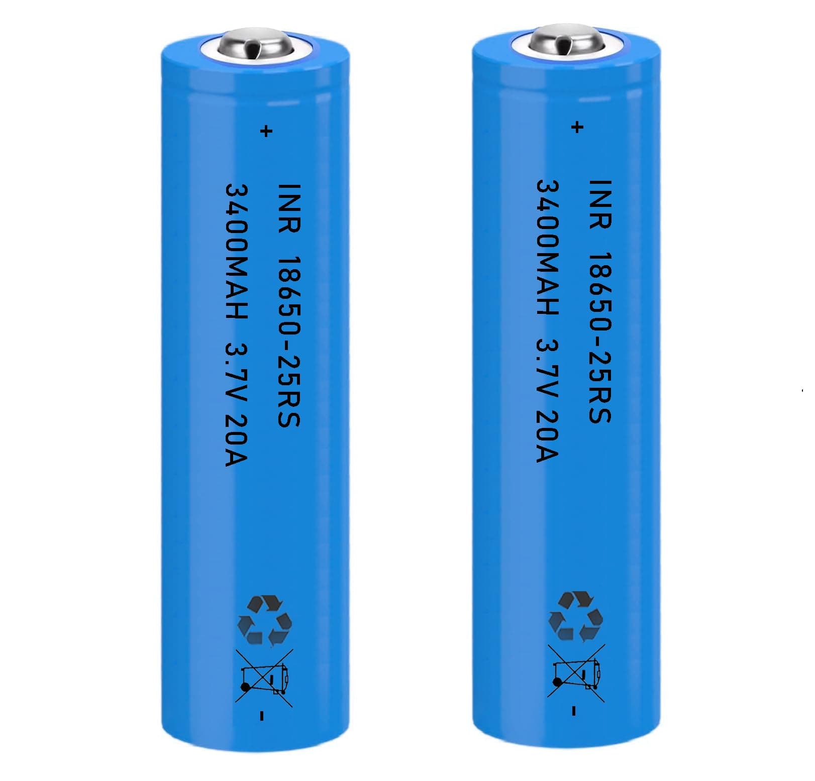 18650 Battery 3.7 Volt 2 Packs 18650 Button Top Battery 3400mAh 18650 Rechargeable Batteries 18650 for Flashlights, Headlamps, Doorbells, RC Cars