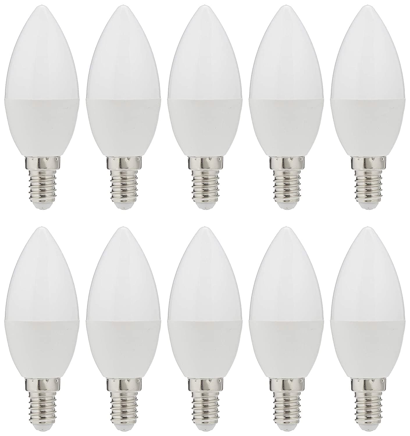 Narken 10 Pieces/Pack C38 7W E14 Small Edison Screw Daylight(Cool white) 6500K LED Power Saving Plastic-coated Aluminum Candle Lamp Bulb Light 560LM 170-250V 50-60HZ