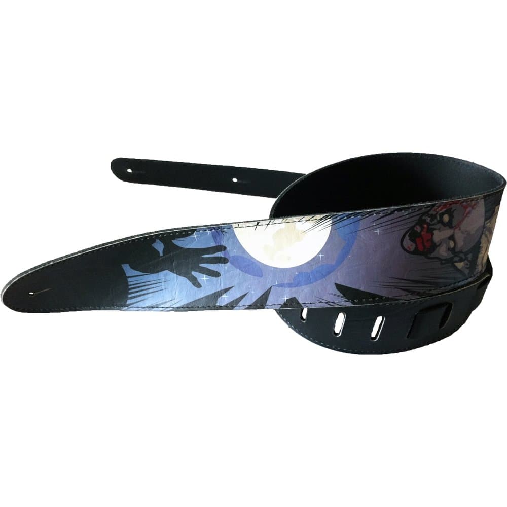 Guitar Strap - Zombie Skuls Design - 2.5" Leather