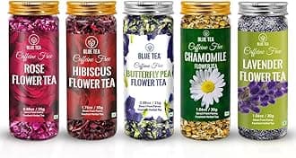 BLUE TEA - Herbal Harmony Tea Gift 2025 (5 Flavour Tea - 160gm) | Butterfly Pea, HIbiscus, Rose, Chamomile, Lavender | Caffeine Free - Herbal Tea