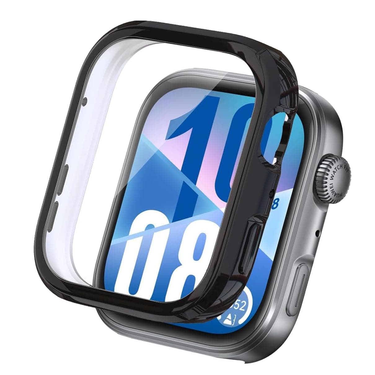 for HUAWEI Watch FIT 4 Case, Case with Screen Protector, Soft TPU Full Coverage Screen Cover, [Touch Sensitive] [Scratch-Resistant] [HD Clear] [Full Protection]-Black