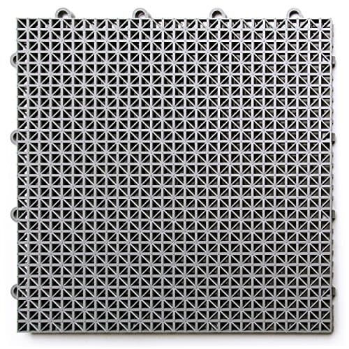 Big Floors, Gray DuraGrid DT12GRAY Outdoor Modular Interlocking Multi-Use Deck Tile (12 Pack), 24 Count