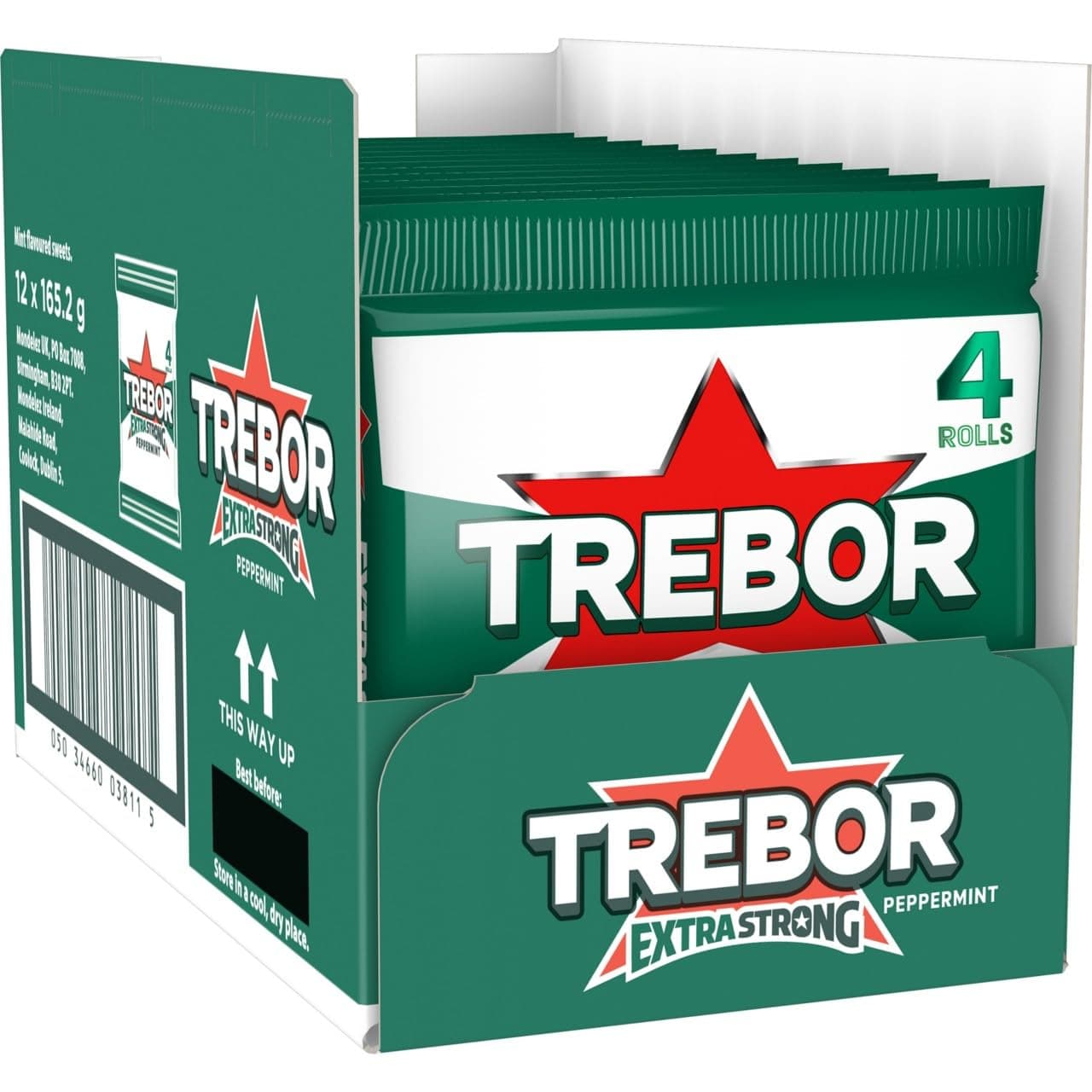 Trebor Extra Strong Peppermint Rolls, Intense Minty Freshness, 165 g (Pack of...