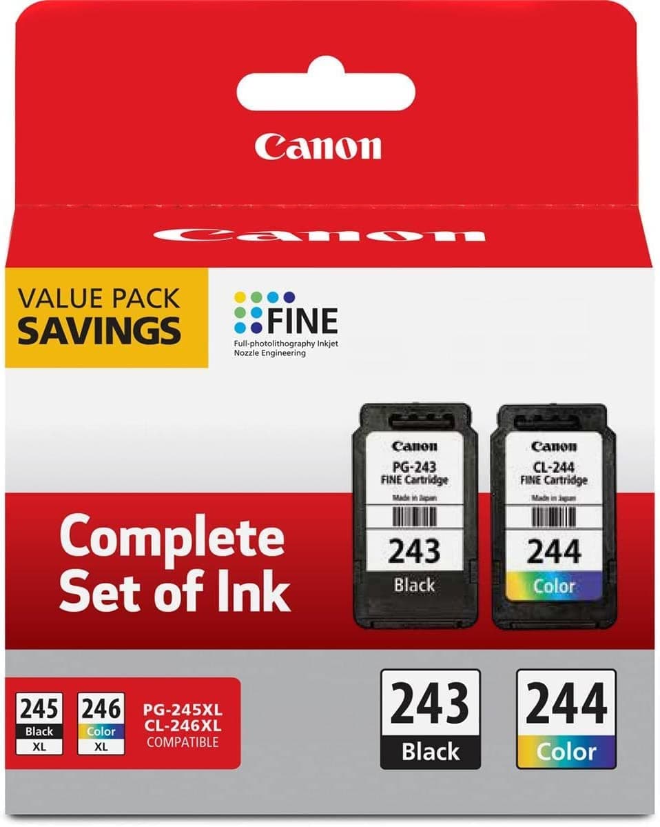 2 Pack Ink Package with PG-243 Black, CL-244 Color Ink Cartridge, 245