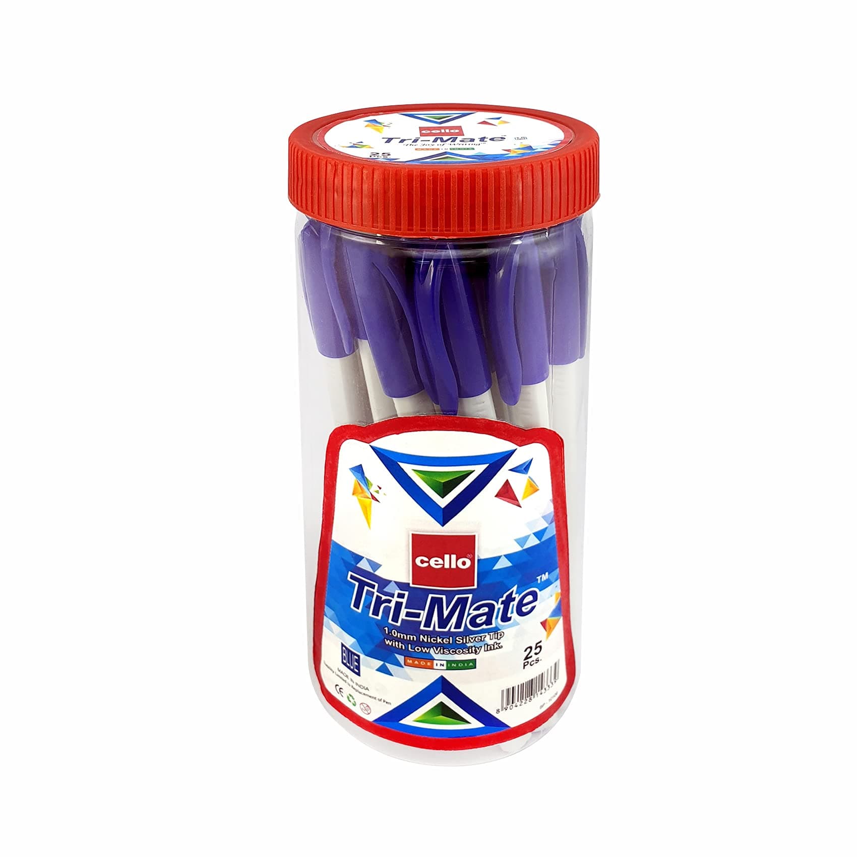 チェロトライメイトボールペン、1.0mmジャー、ブルー25個。