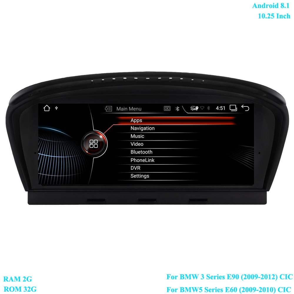 XISEDO 8.8 Inch Screen Android 8.1 Head Unit 6-Core Car Stereo Car Radio RAM 2G ROM 32G Sat Nav Car GPS Navigation for BMW 3 Series E90 (2009-2012)/ BMW 5 Series E60 (2009-2010) Original CIC System