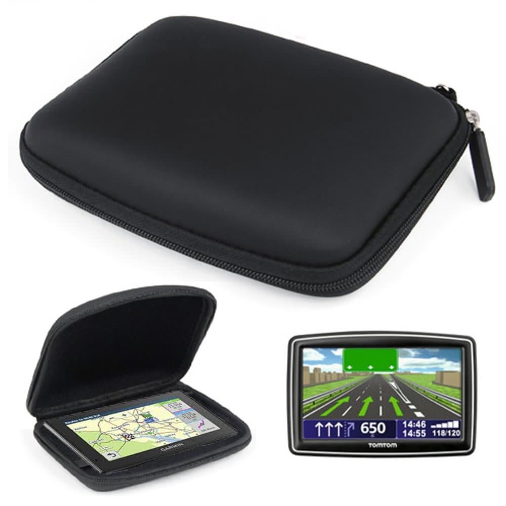 Sat Nav Case - Black Hard Carry Case for Garmin Drive 52 50LM 51 LMT-S 40LM DriveAssist 50LMT-D 51 DriveSmart 55 50 50LMT-D 51 DriveLuxe 50LMT-D 51LMT-S Nuvi 57 5'' GPS Sat Nav With Accessory Storage &amp; Lanyard Strap