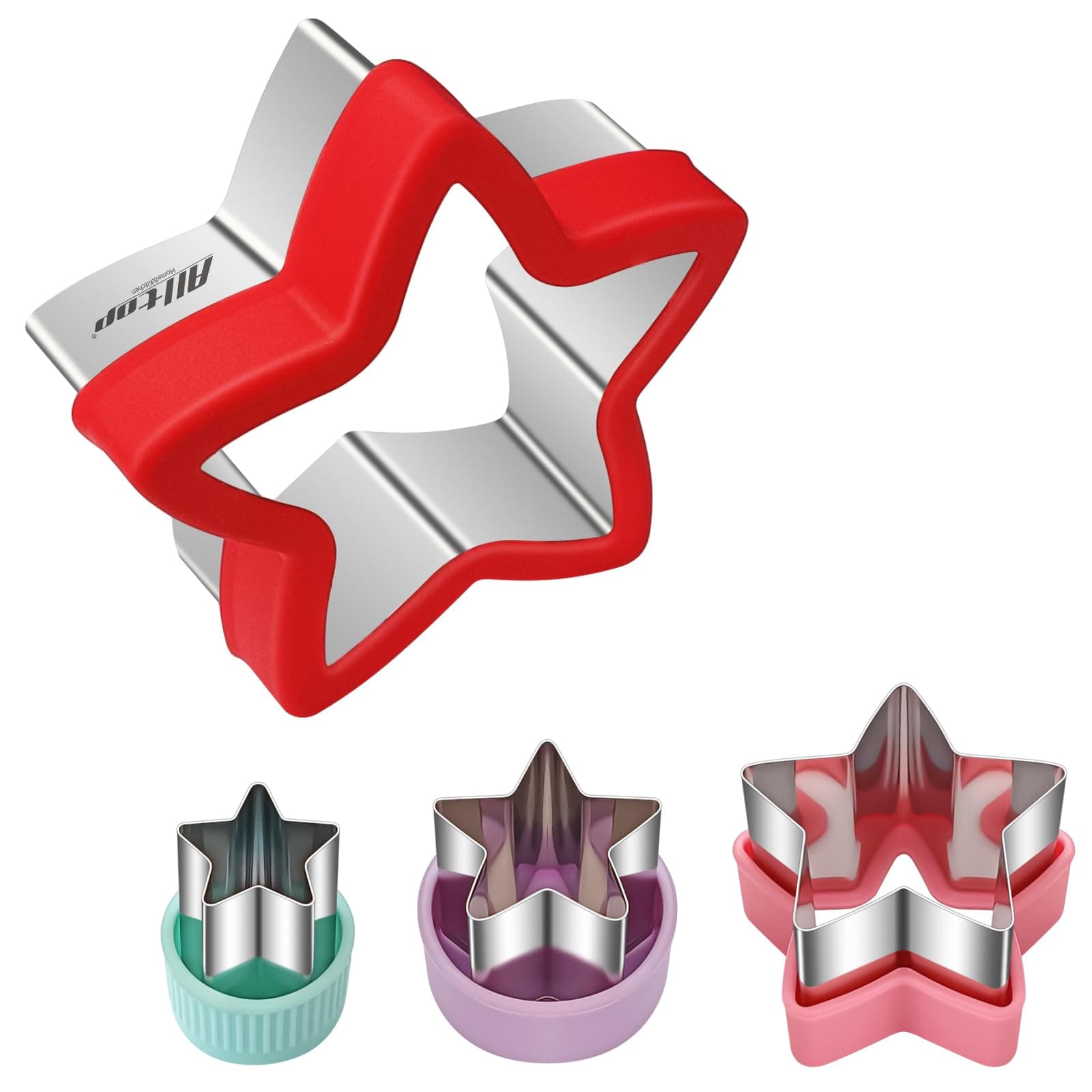 ALLTOP Star Cookie Cutters Set – 4 Pcs Different Sized Biscuit Cutter, Donut & English Muffin Cutter for Baking