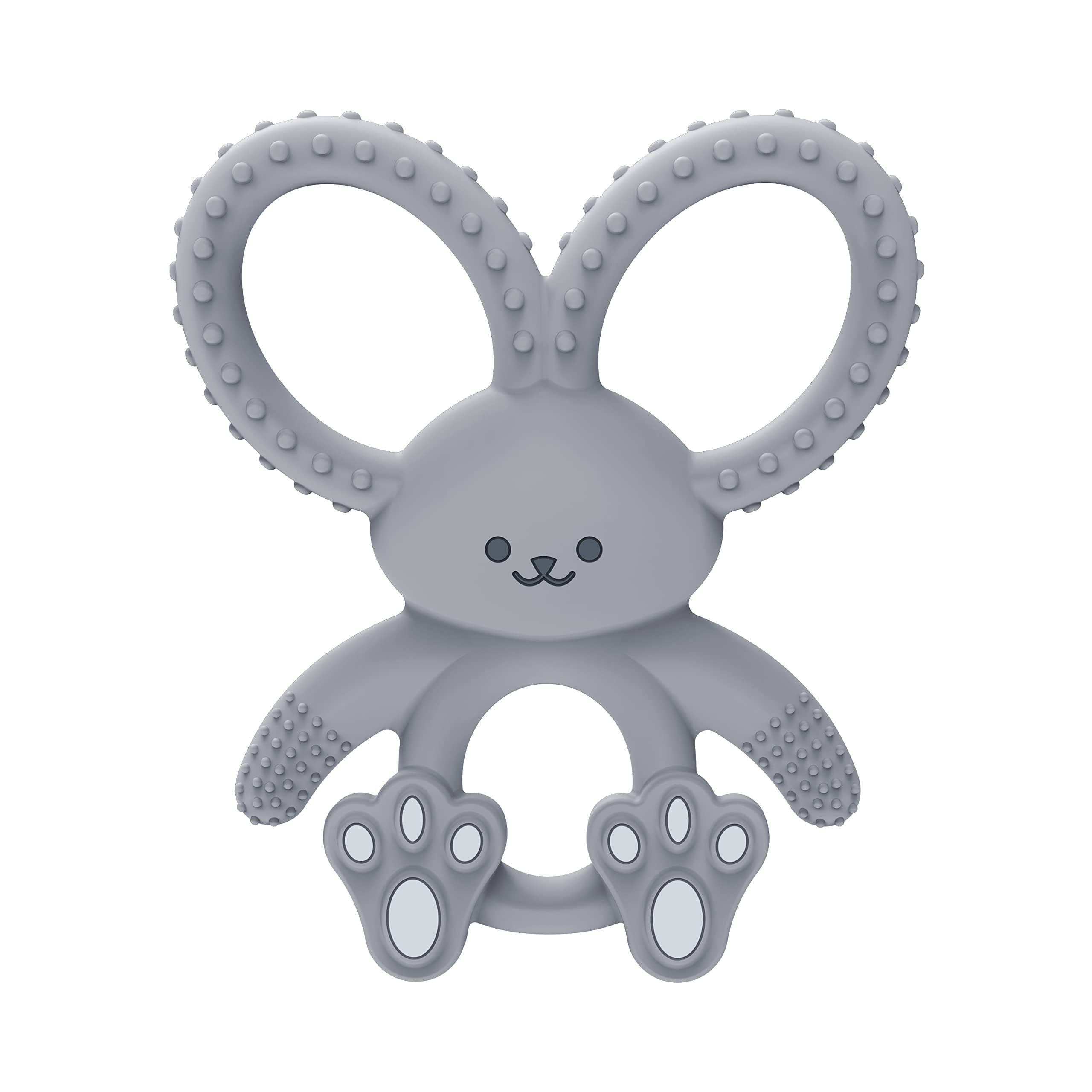 Dr. Brown's Flexees Teether, Gray Bunny, Soft 100% Silicone Baby Teether, BPA Free, 3m+, 1 Pack