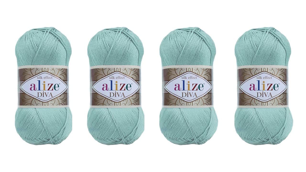 Hand Knitting Yarn 100% Microfiber Acrylic Yarn Alize Diva Silk Effect Thread Crochet Art Lace Craft Lot of 4 skeins 400gr 1532yds (463)