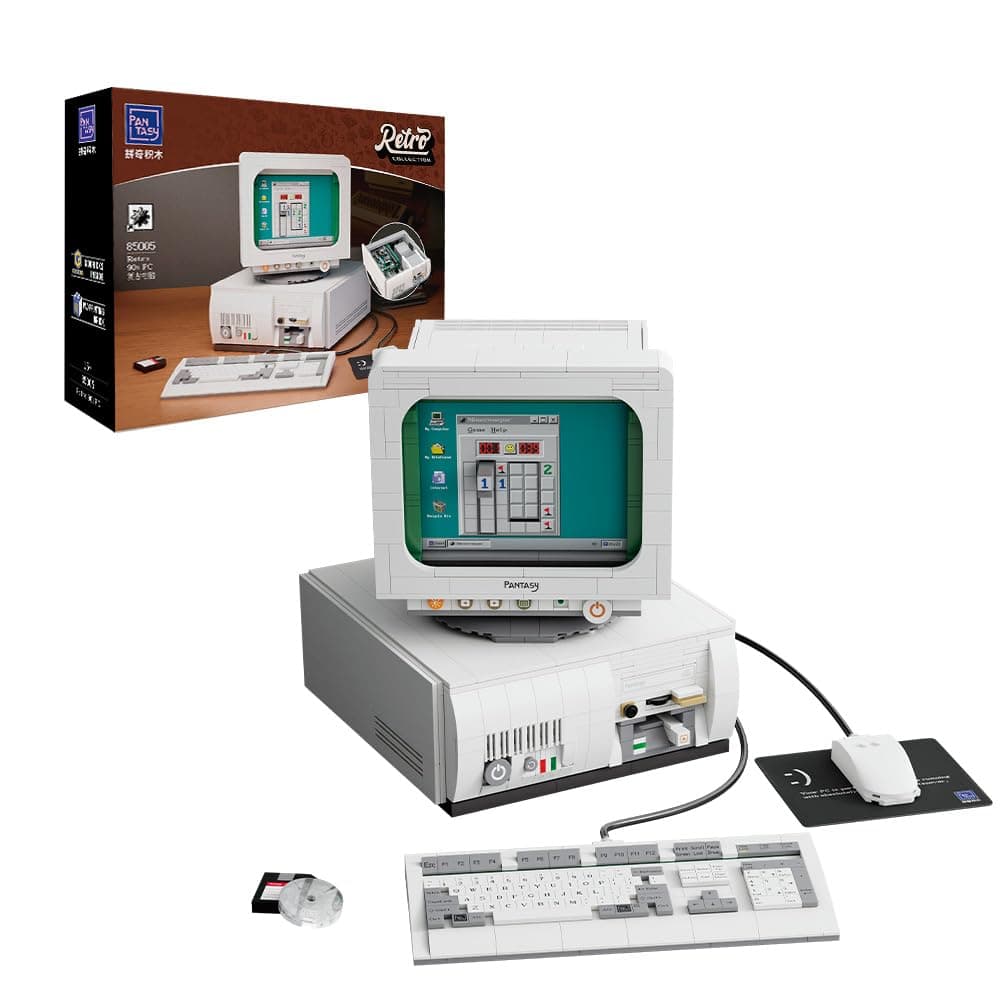 Computer Building Set for Adults: Construction Building Kit for Adults, Collectible Retro Computer Display Model Building Blocks, Creative Hobbies Unique Gift Idea