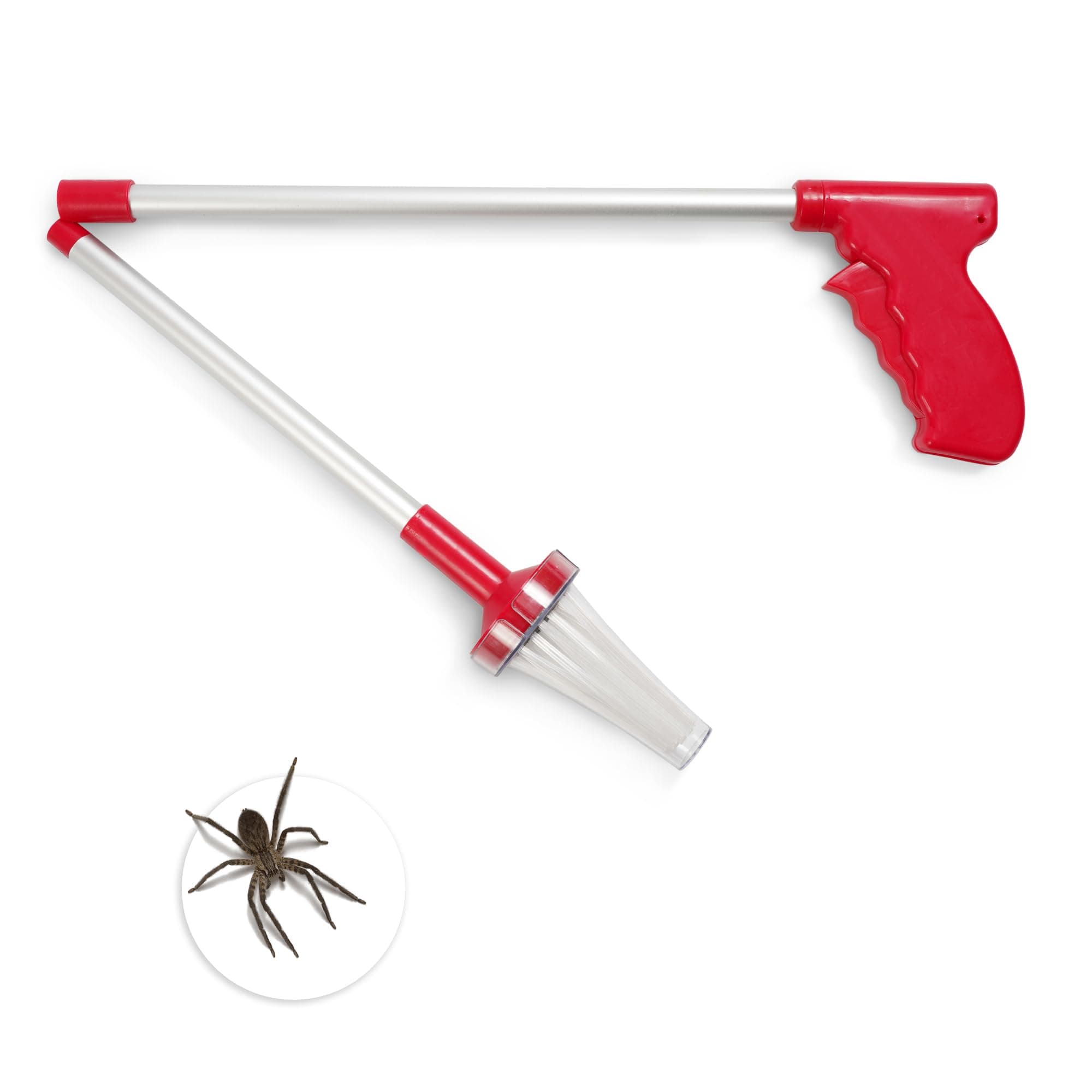 KEPLIN Foldable Spider Catcher, Bug Trap Catcher Extra Long with Handle, Safely Humanely Removes Spiders, Insects, Daddy Longlegs, Wasps, Bees and Moths, Original, (Red)