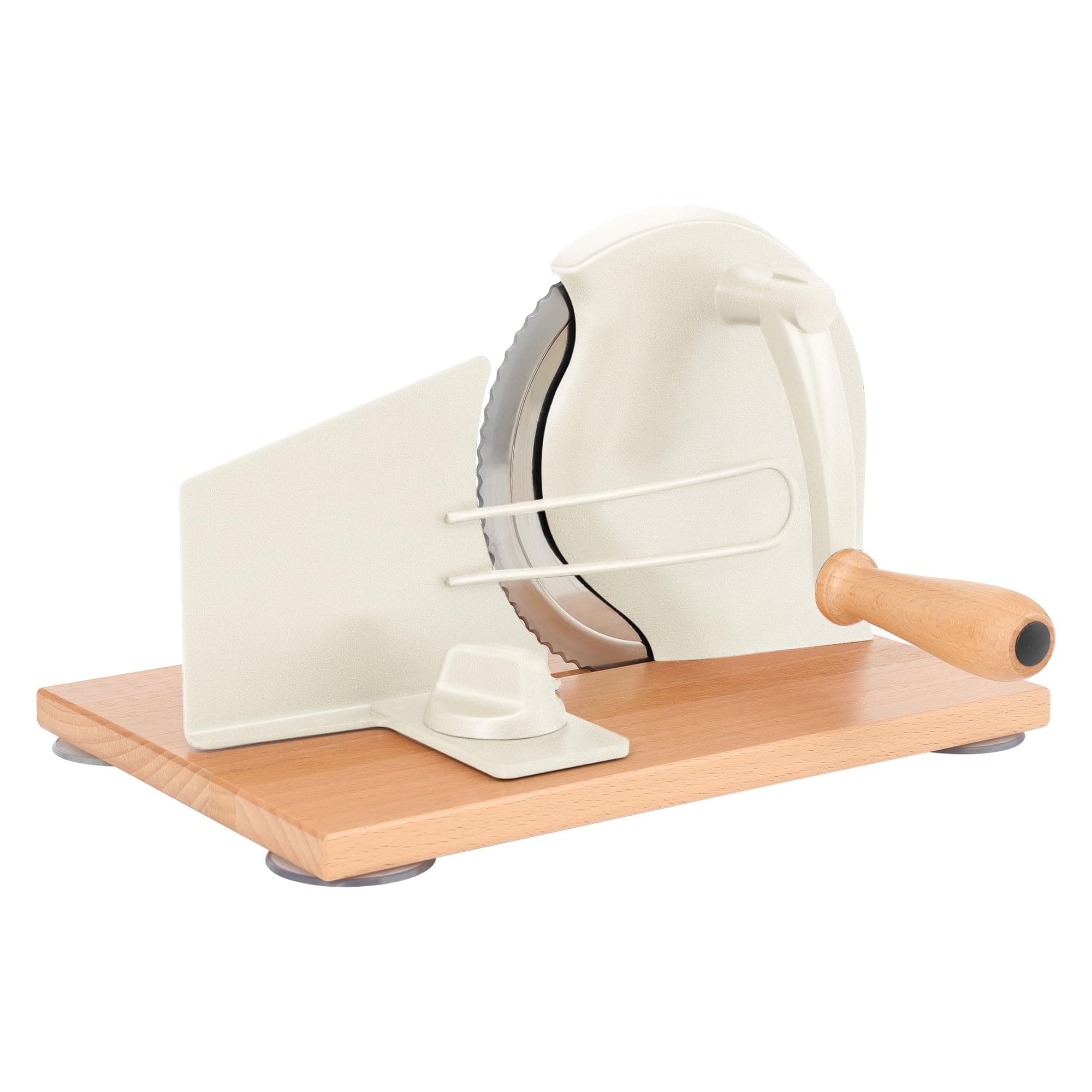 CAWIU Manual Bread Slicer with Hand Crank- Adjustable Thickness Bread Cutter for Even Slices, Perfect for Homemade Sourdough, Sandwich, and More, Cream