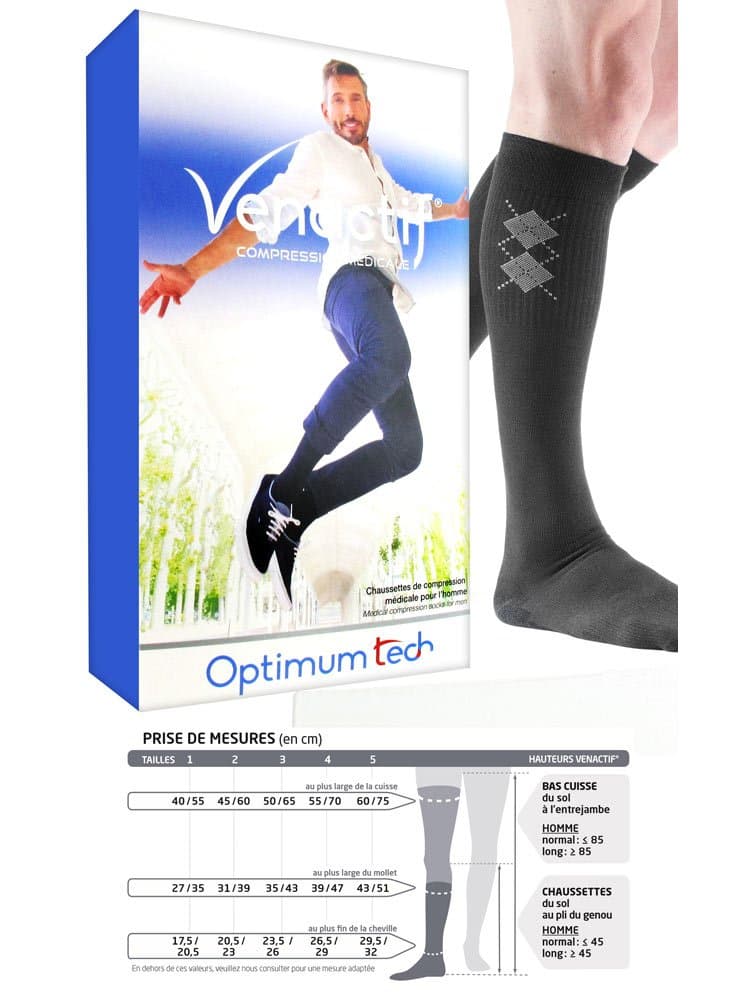 Gibaud Venactif Optimum Tech Medical Compression Socks for Men Class 2 British Black - 4L