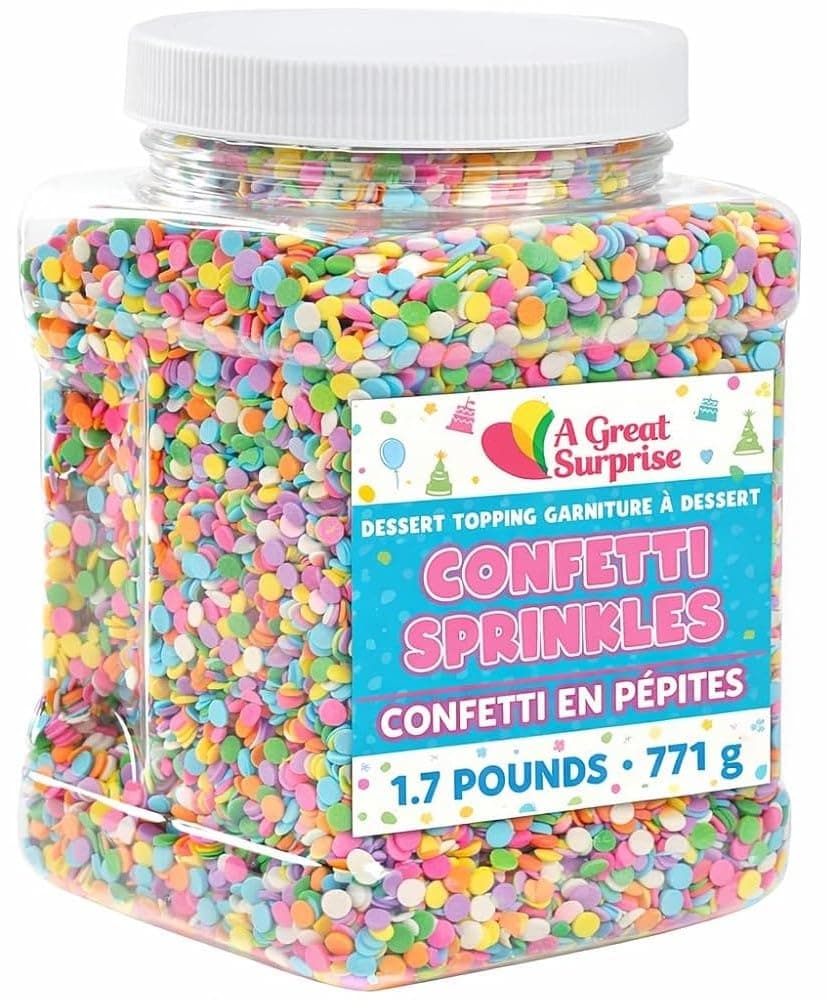 A Great Surprise Easter Sprinkles – 1.7 lb Bulk Pastel Confetti Jimmies – Birthday Cake Sprinkles for Cookies, Cupcakes, Cakes, Ice Cream, Party Desserts & Celebrations