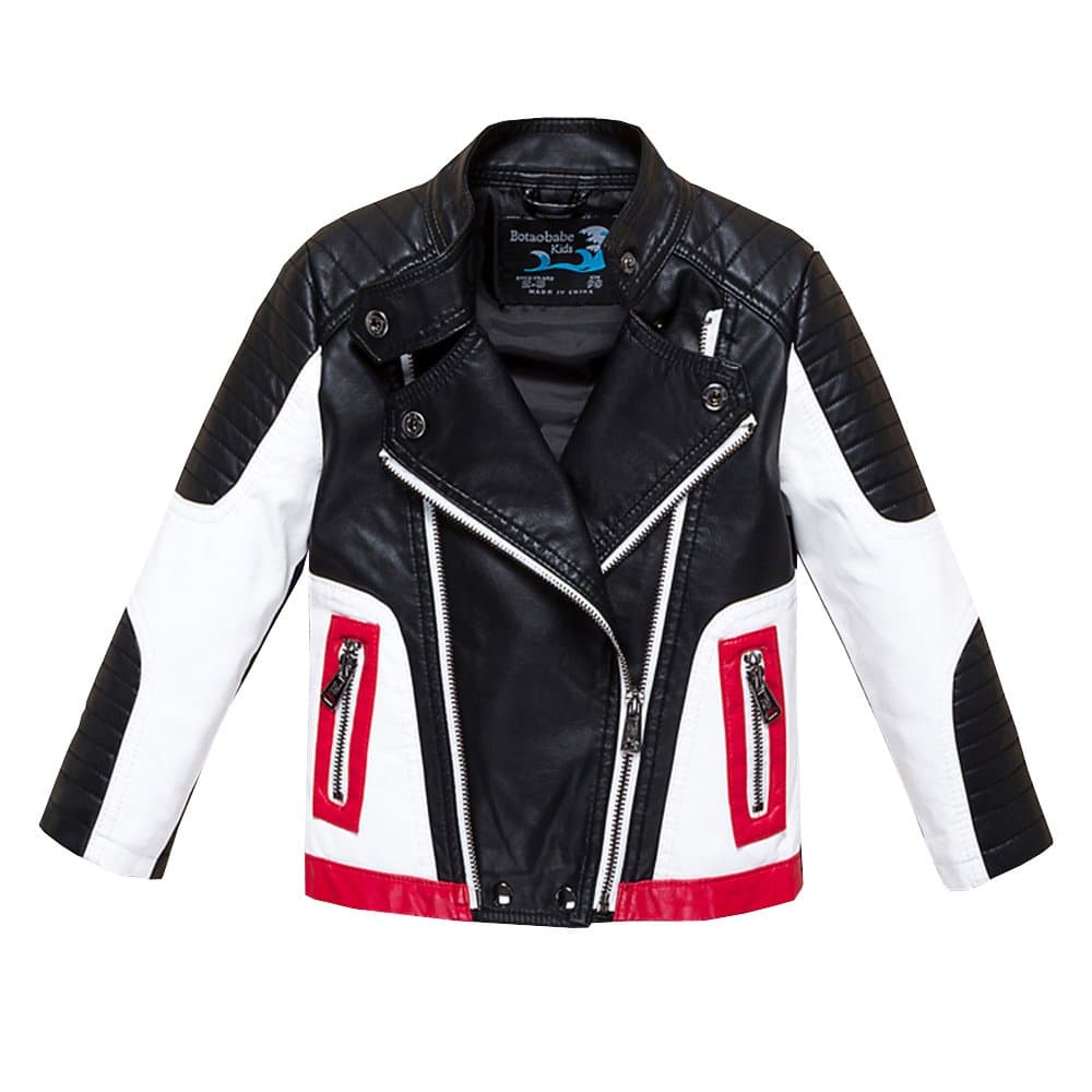 Boys Leather Motorcycle Pilot Jackets Toddler Coats