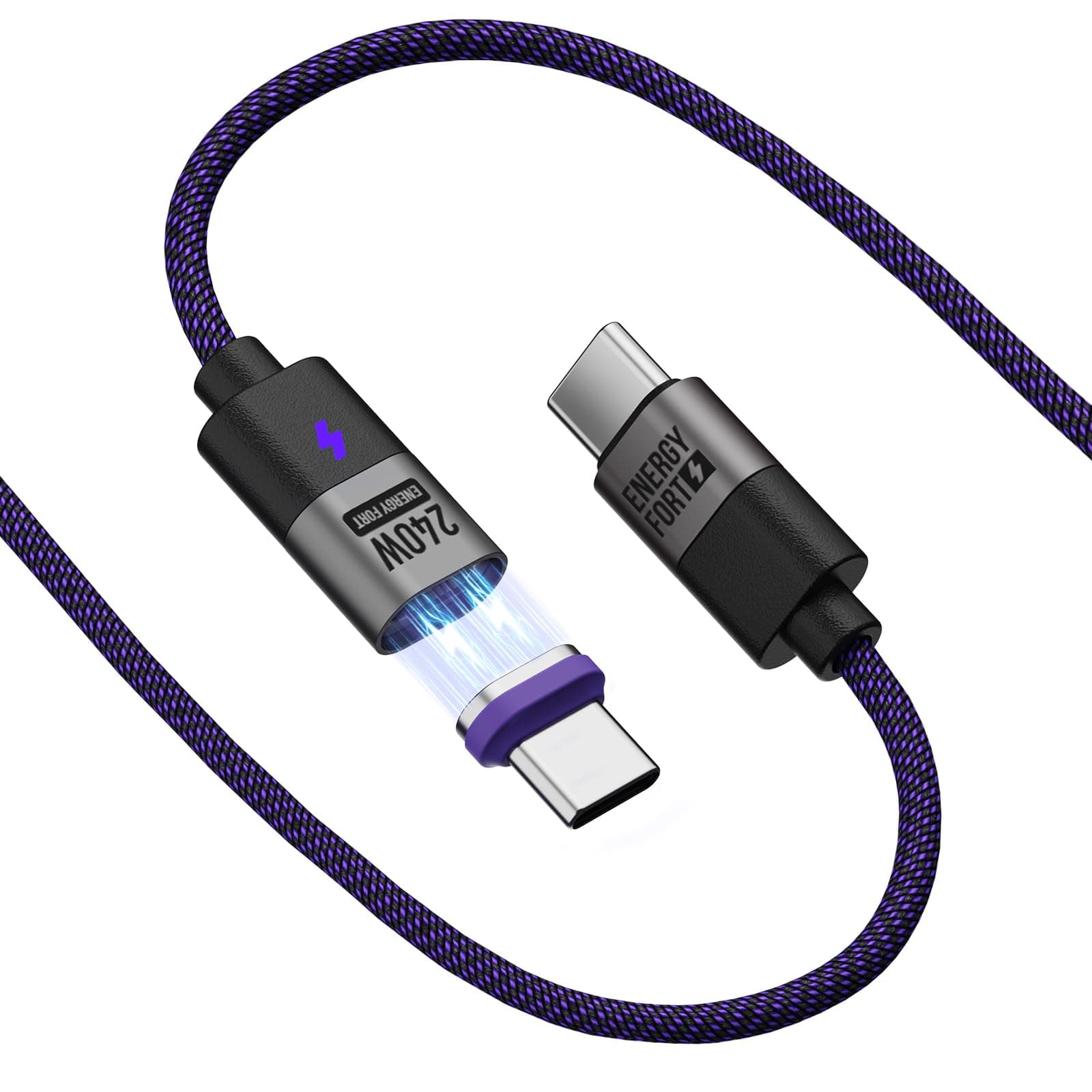 240W Magnetic USB C Charging Cable 1.2M(3.9ft), PD3.1 48V/5A USB C Magnetic Charger Cable Fast Charging for Samsung Galaxy, Google Pixel, iphone 15, MacBook etc