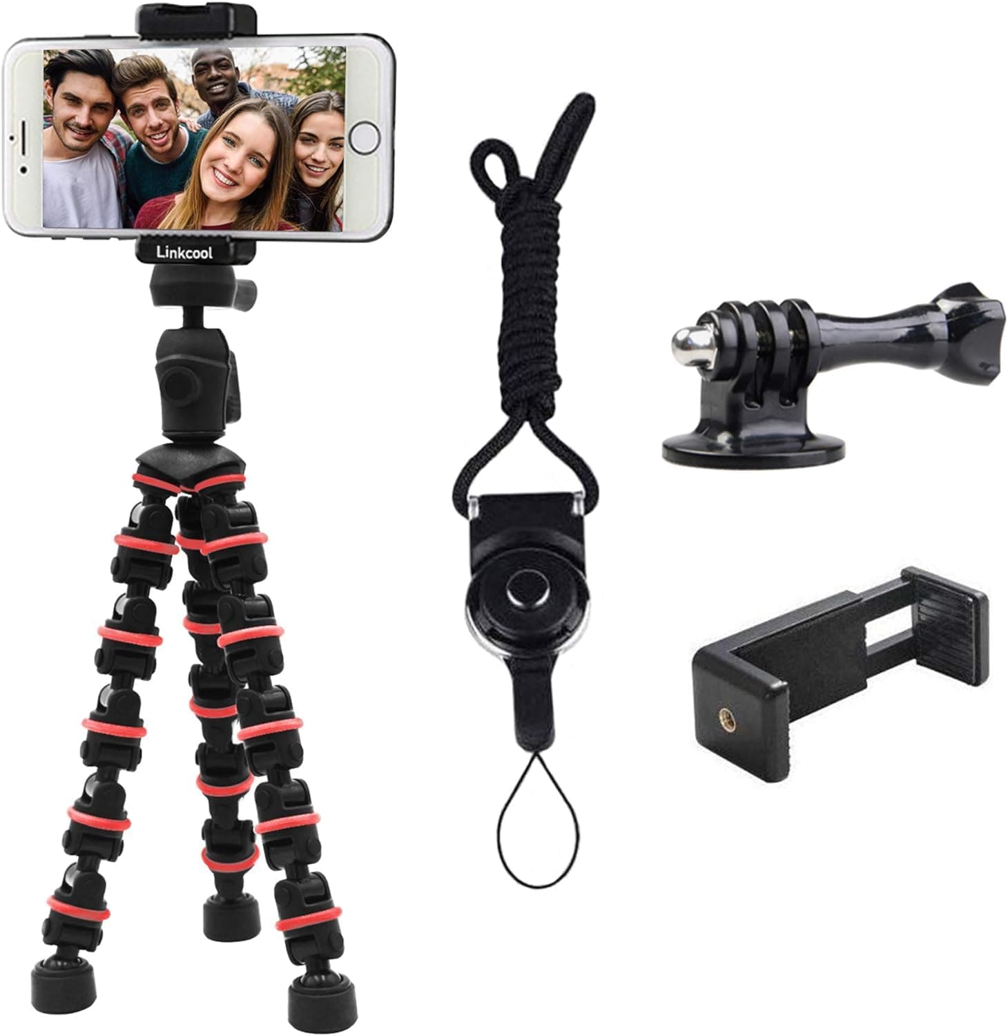 Octopus Tripod with Wireless Remote Holder Mount for iPhone, iPad, DSLR, GoPro & Action Cameras, Portable Travel Tabletop Stand