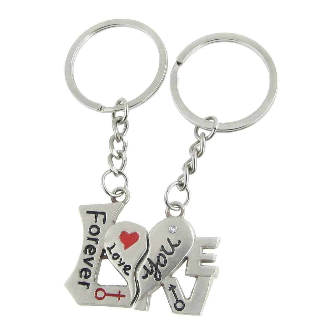 sourcing map New Sweet Lover Pair Intimate Key Chain Key Ring for Couple 2 Pcs