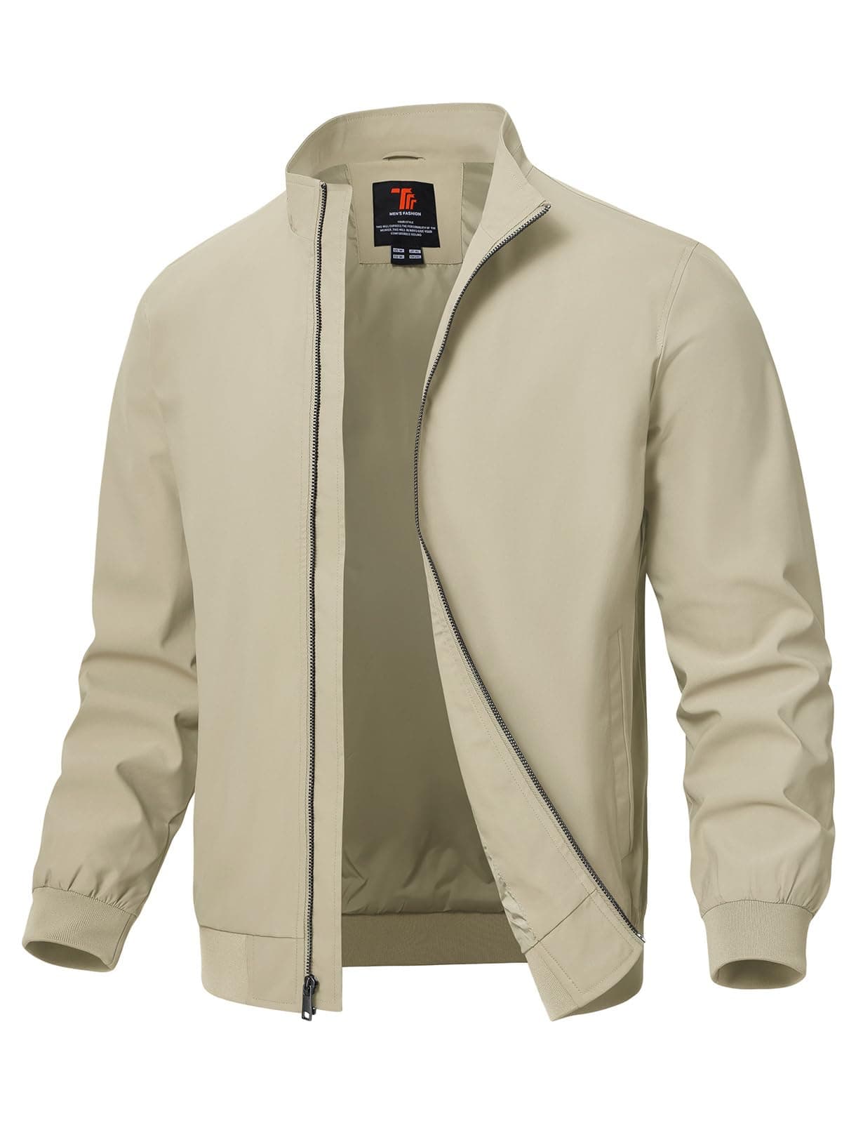 TBMPOY Men's Light Jackets Waterproof Bomber Work Jacket Causal Windbreaker Full Zip Golf Dress Outwear Coats