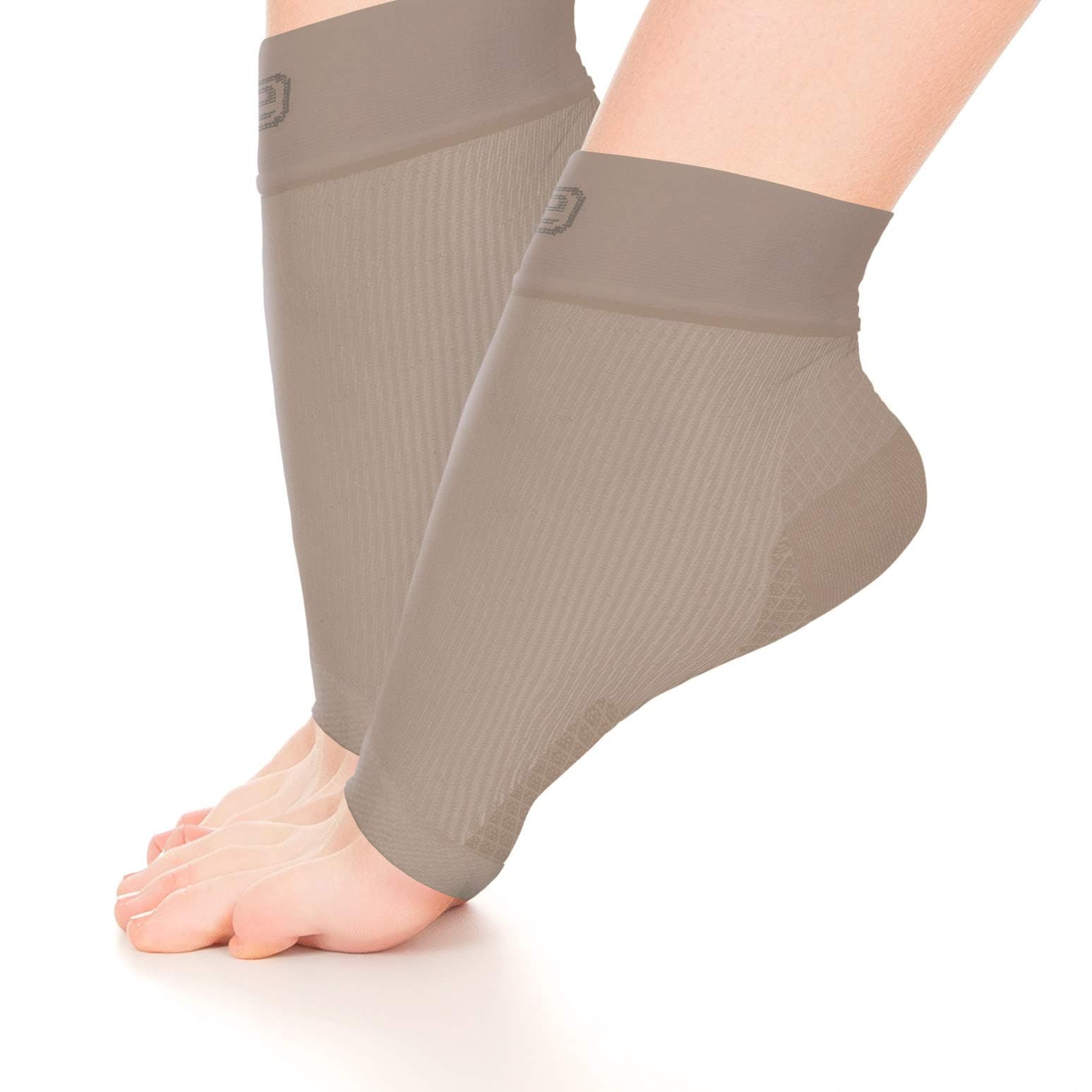 Go2 Arch Compression Support Sleeves for Ankle Heel Spur Relief, Gout, Neuropathy, Sports Injury, Men & Women Relief Socks (Solid Nude, Medium)
