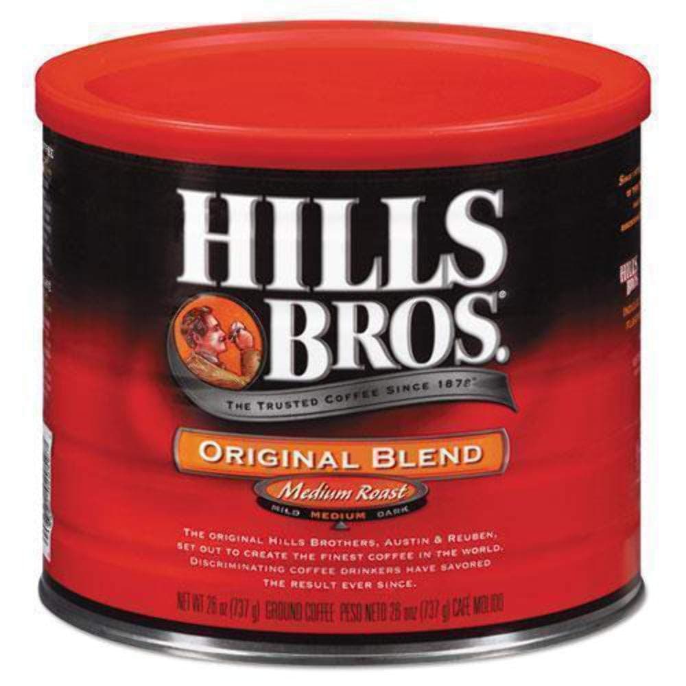 Hills Bros Original Blend Ground Coffee, Medium Roast, Full-Bodied Classic Rich Coffee Taste, Balanced for Optimum Caffeine, 26 Oz