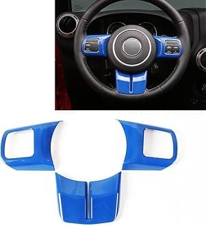 JeCar Blue Interior Steering Wheel Decoration Trim Kits For Jeep Wrangler 2011-2017 JK Unlimited Patriot Compass & Grand Cherokee 2011-2013